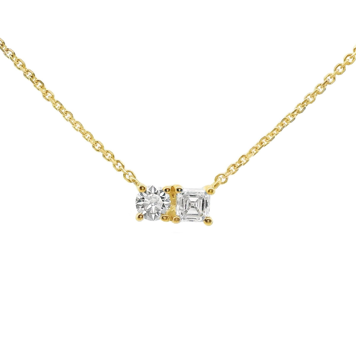 Toi Et Moi Asscher Cut And Round Brilliant Cut Lab Grown Diamond Necklace