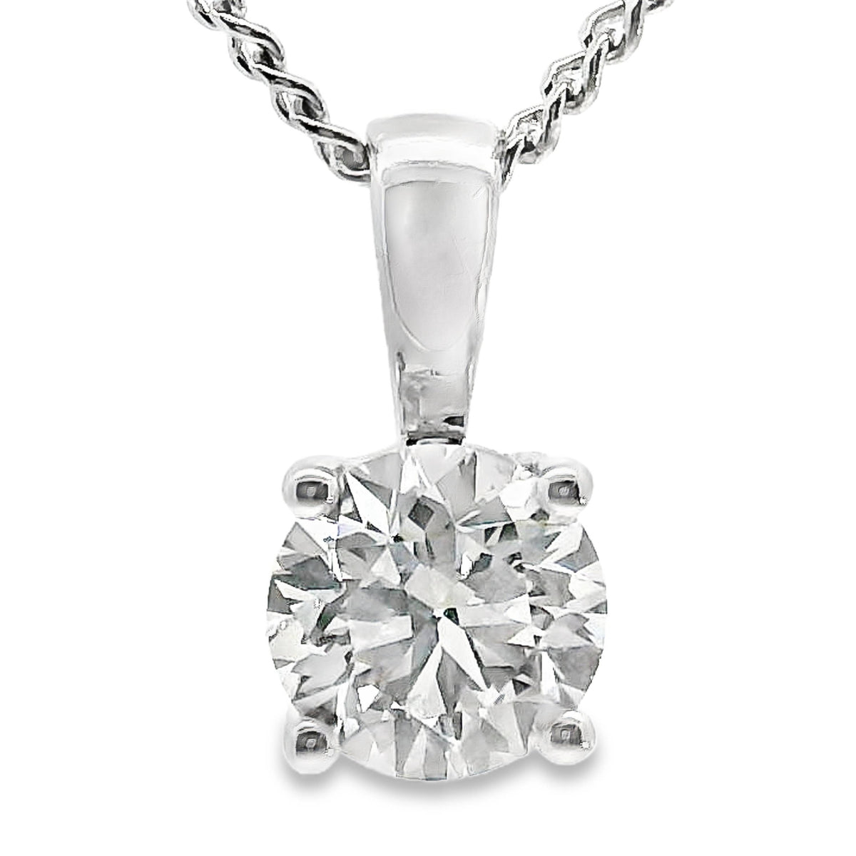 18ct White Gold Lab Grown Diamond Solitaire Pendant 0.70ct