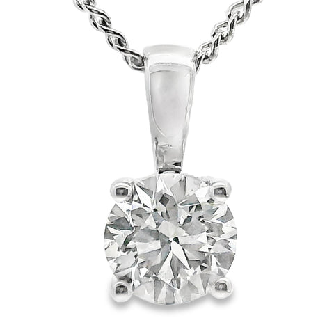 18ct White Gold Lab Grown Diamond Solitaire Pendant 0.72ct