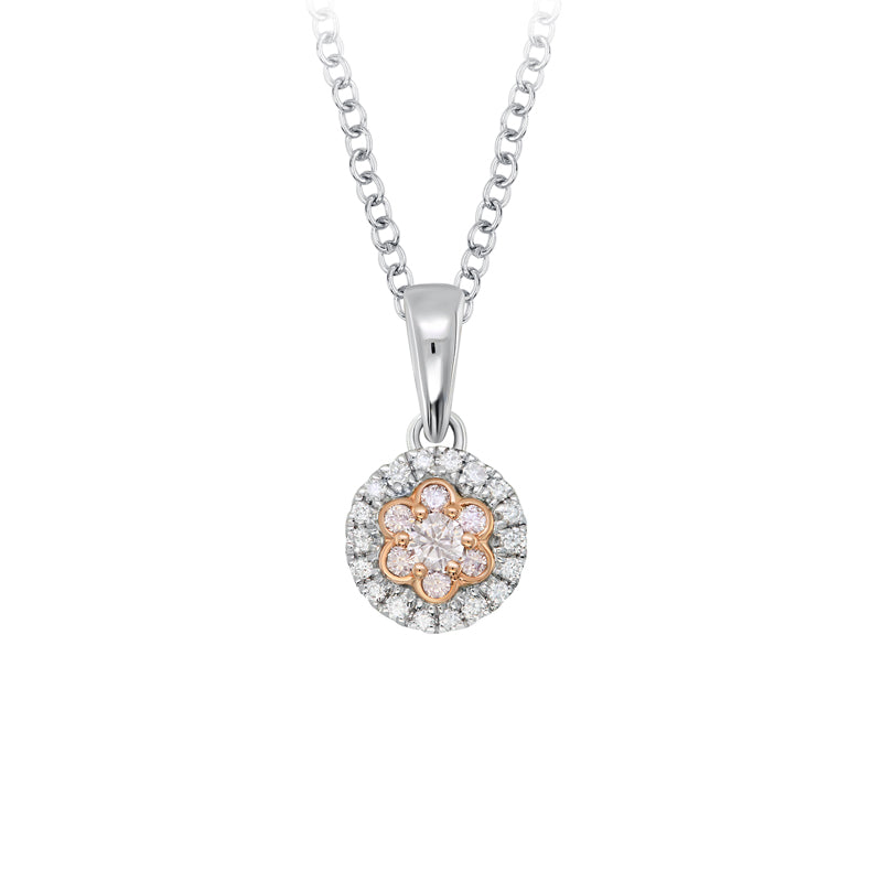 18ct Rose And White Gold Blush Pink Diamond Delilah Necklace
