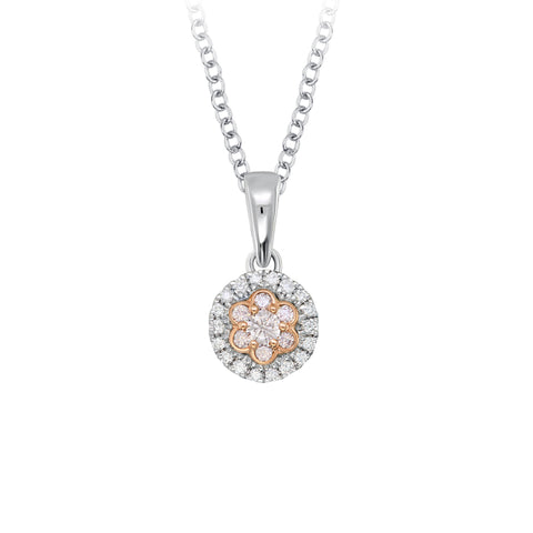 18ct Rose And White Gold Blush Pink Diamond Delilah Necklace