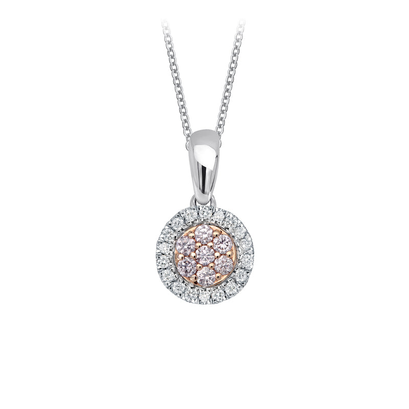 18ct Rose And White Gold Blush Pink Diamond Circle Eloise Necklace
