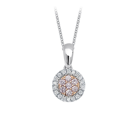 18ct Rose And White Gold Blush Pink Diamond Circle Eloise Necklace