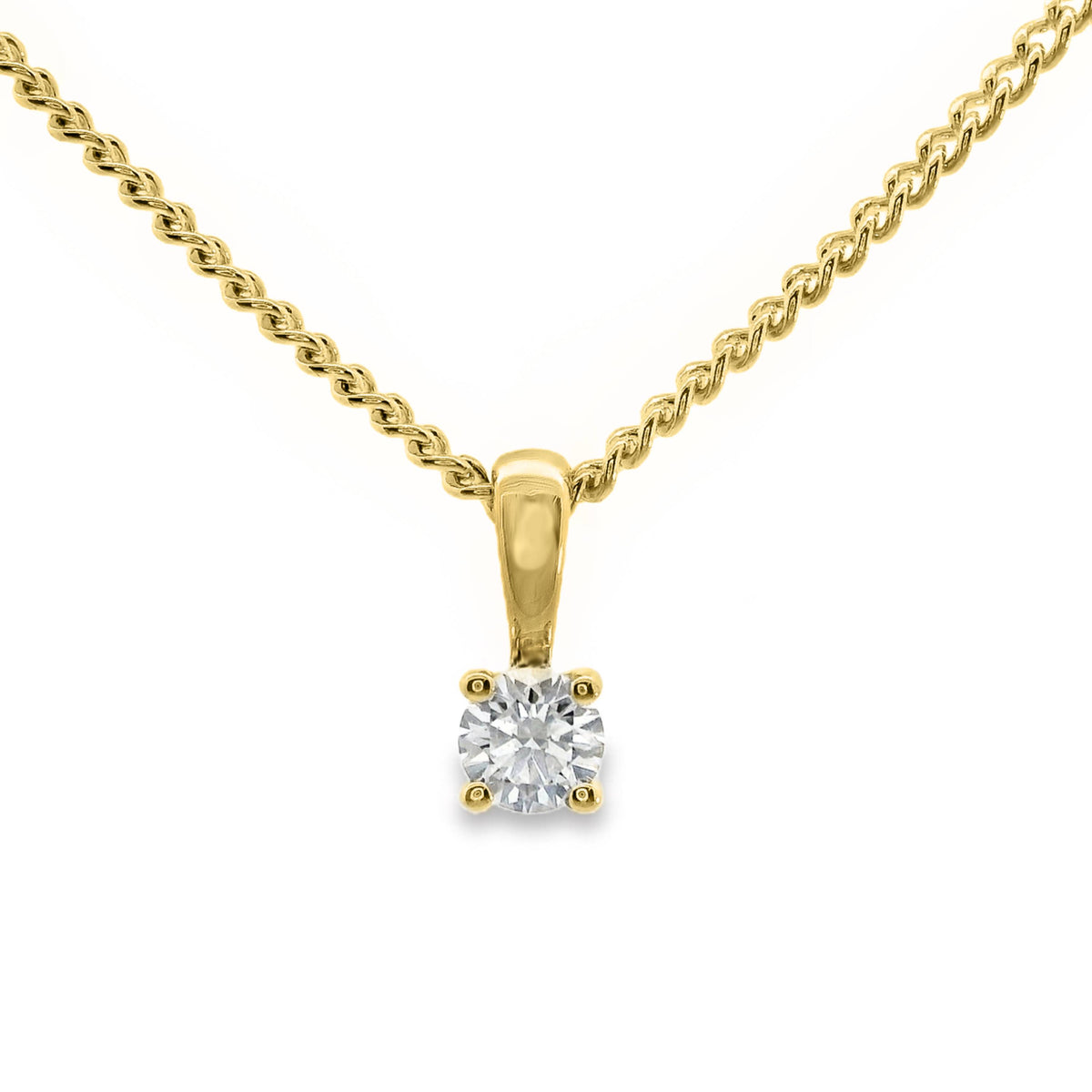 9ct Yellow Gold Naural Diamond Solitaire Pendant 0.13ct