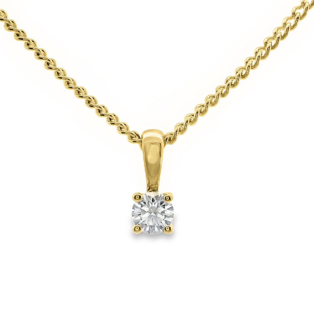 9ct Yellow Gold Naural Diamond Solitaire Pendant 0.13ct