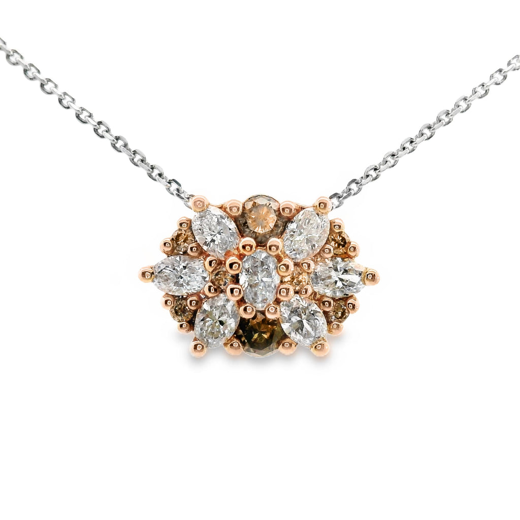 18ct Rose Gold Cognac and Colourless Diamond Slider Pendant