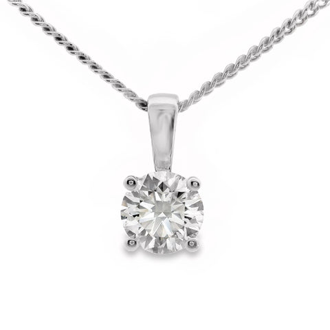 18ct White Gold Lab Grown Round Brilliant Cut Diamond 4 Claw Pendant 0.57ct