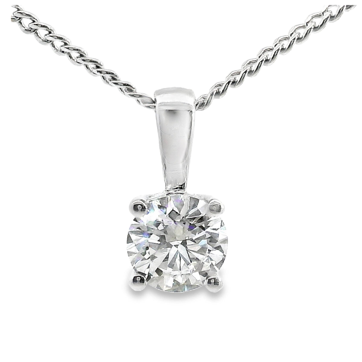 18ct White Gold Lab Grown Diamond Solitaire Pendant 0.56ct