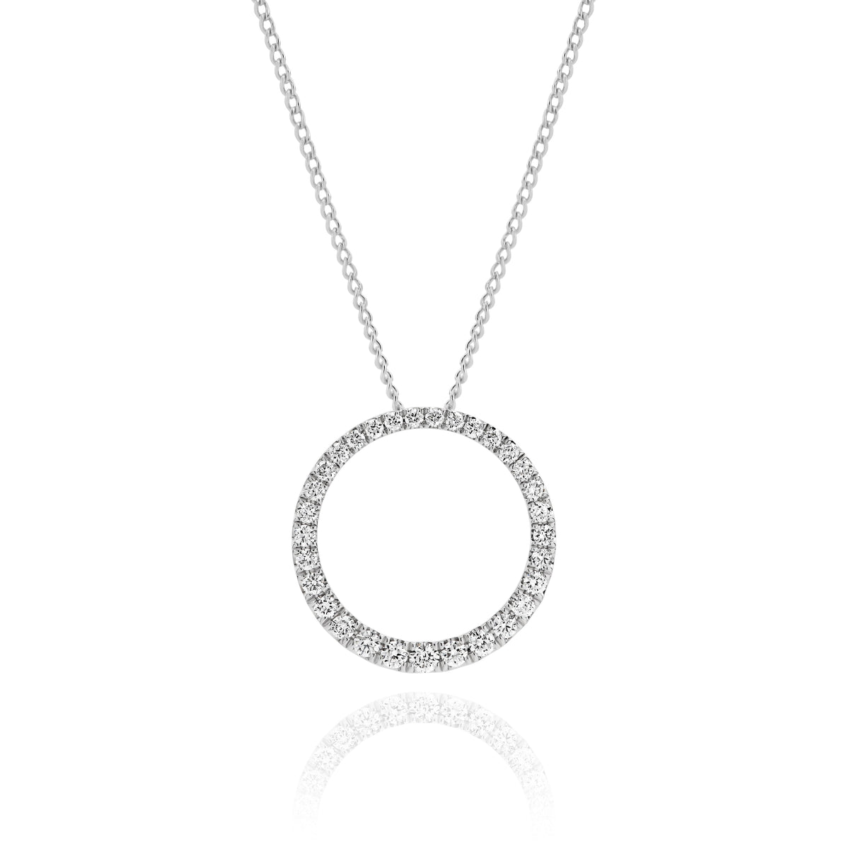 9ct White Gold Open Circle Lab Grown Diamond Pendant