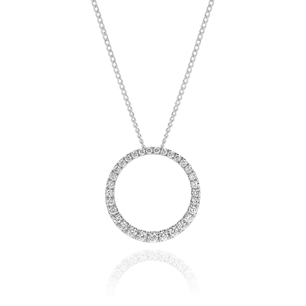 9ct White Gold Open Circle Lab Grown Diamond Pendant