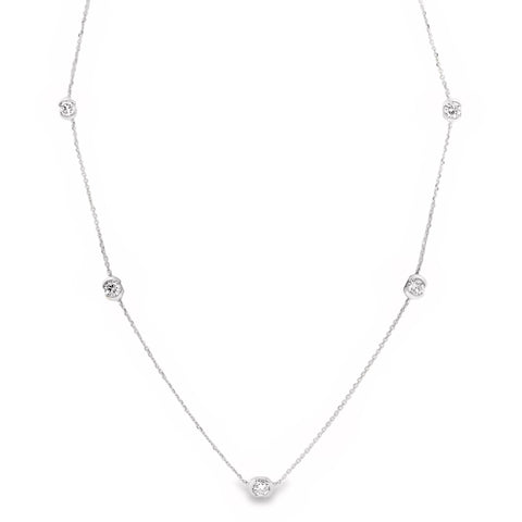 9ct White Gold Lab Grown Diamond Half Bezel Set Necklace