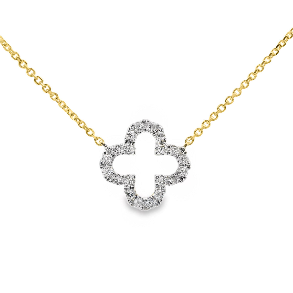 9ct Yellow Gold Open Clover Lab Grown Diamond Necklace