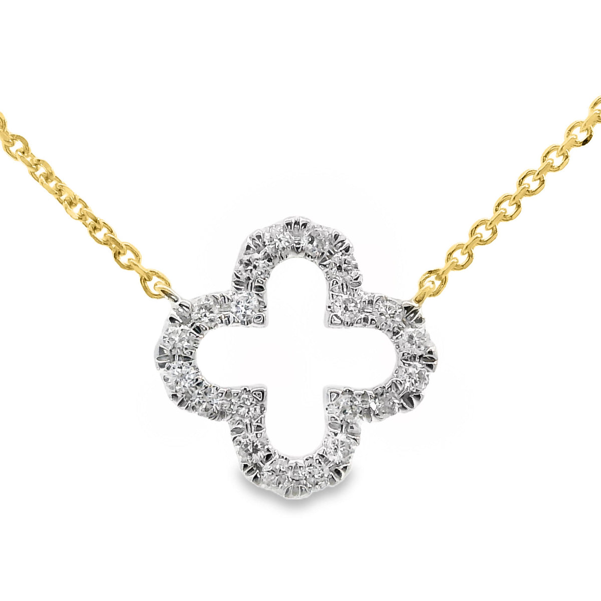 9ct Yellow Gold Open Clover Lab Grown Diamond Necklace
