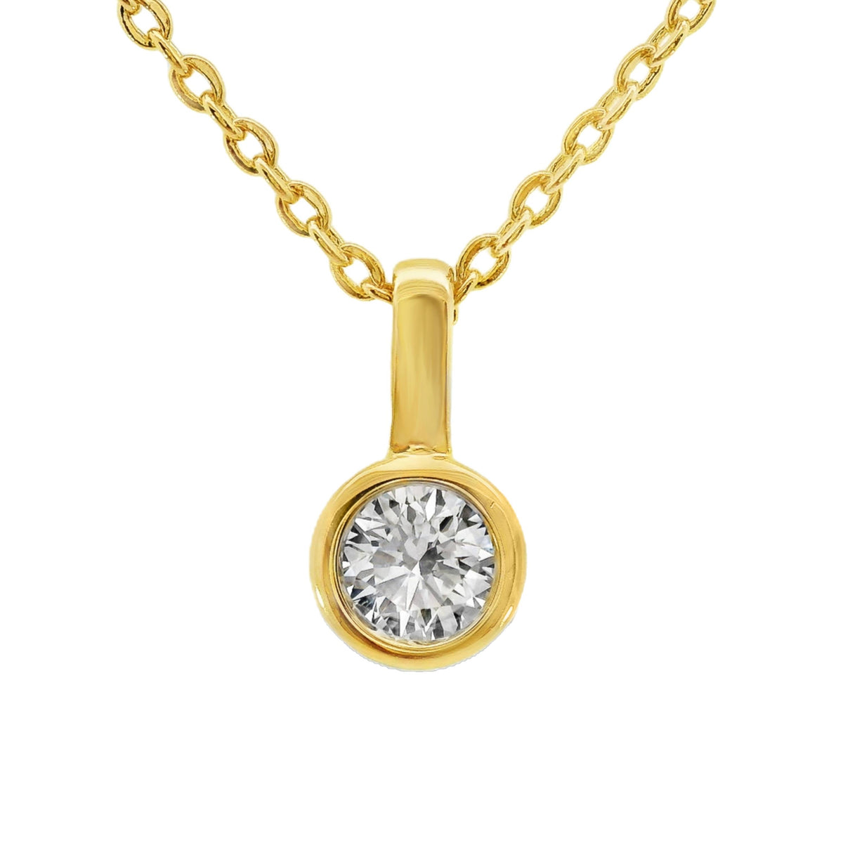 9ct Yellow Gold Round Lab Grown Diamond Bezel Set Charm Pendant