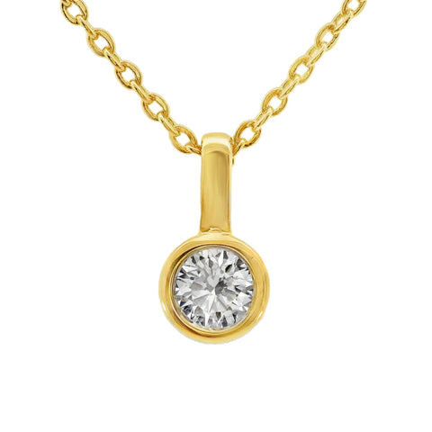 9ct Yellow Gold Round Lab Grown Diamond Bezel Set Charm Pendant