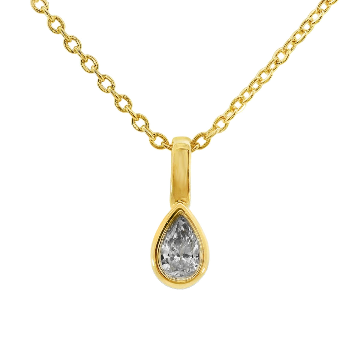9ct Yellow Gold Pear Lab Grown Diamond Bezel Set Charm Pendant