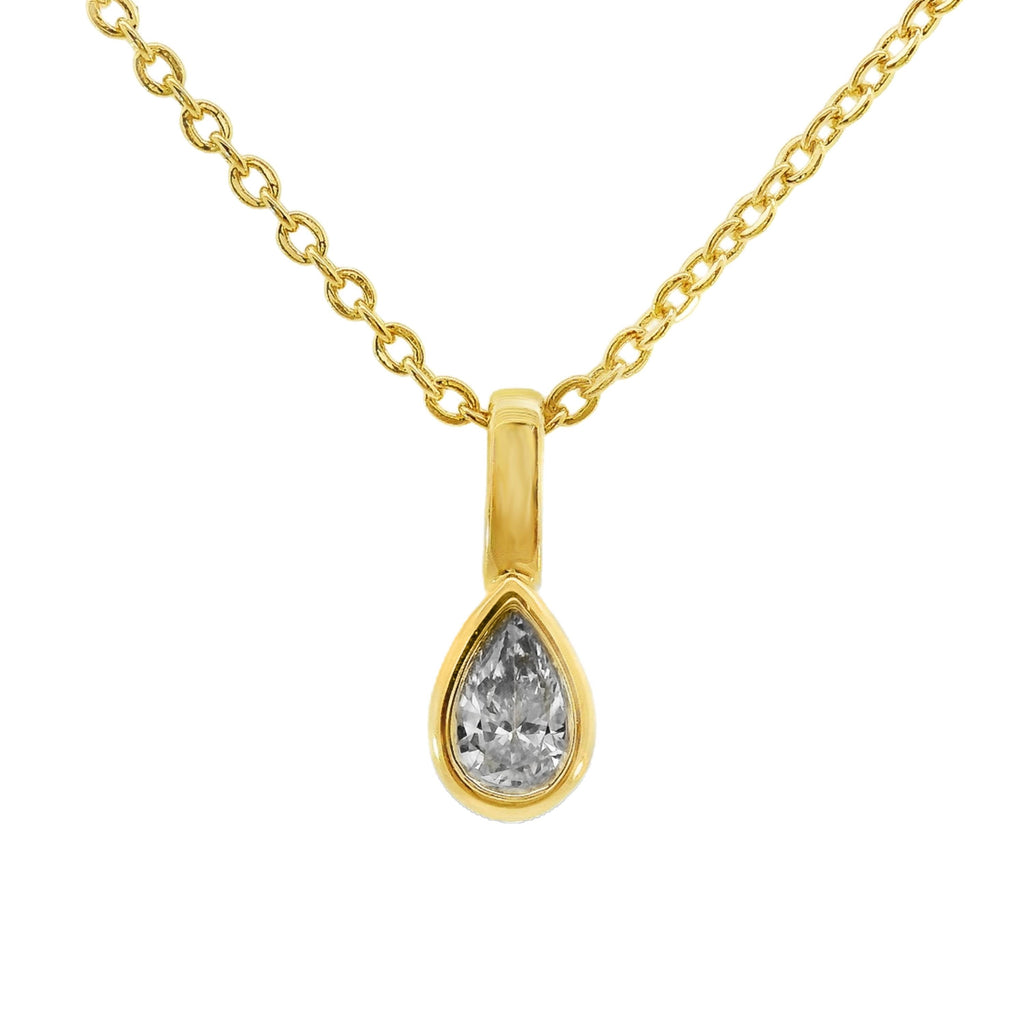 9ct Yellow Gold Pear Lab Grown Diamond Bezel Set Charm Pendant