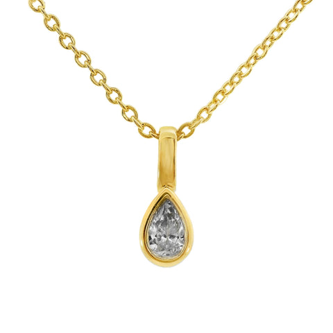 9ct Yellow Gold Pear Lab Grown Diamond Bezel Set Charm Pendant