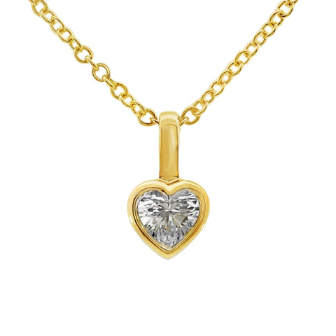 9ct Yellow Gold Heart Lab Grown Diamond Bezel Set Charm Pendant