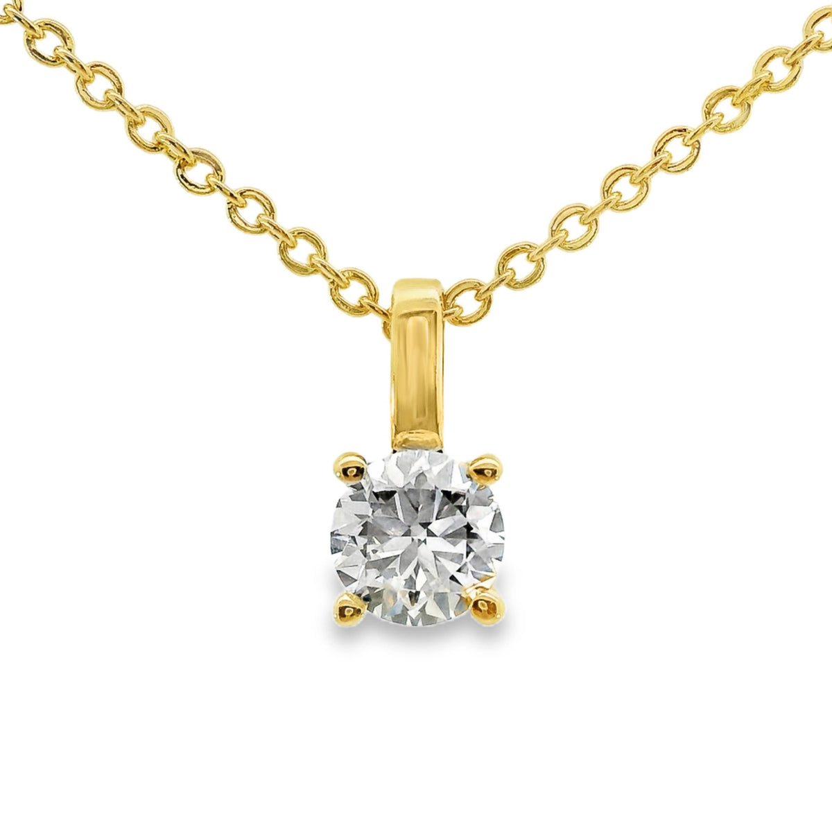9ct Yellow Gold Round Lab Grown Diamond Claw Set Charm Pendant