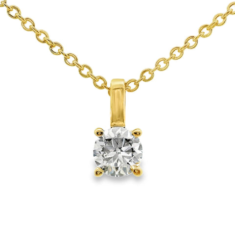 9ct Yellow Gold Round Lab Grown Diamond Claw Set Charm Pendant