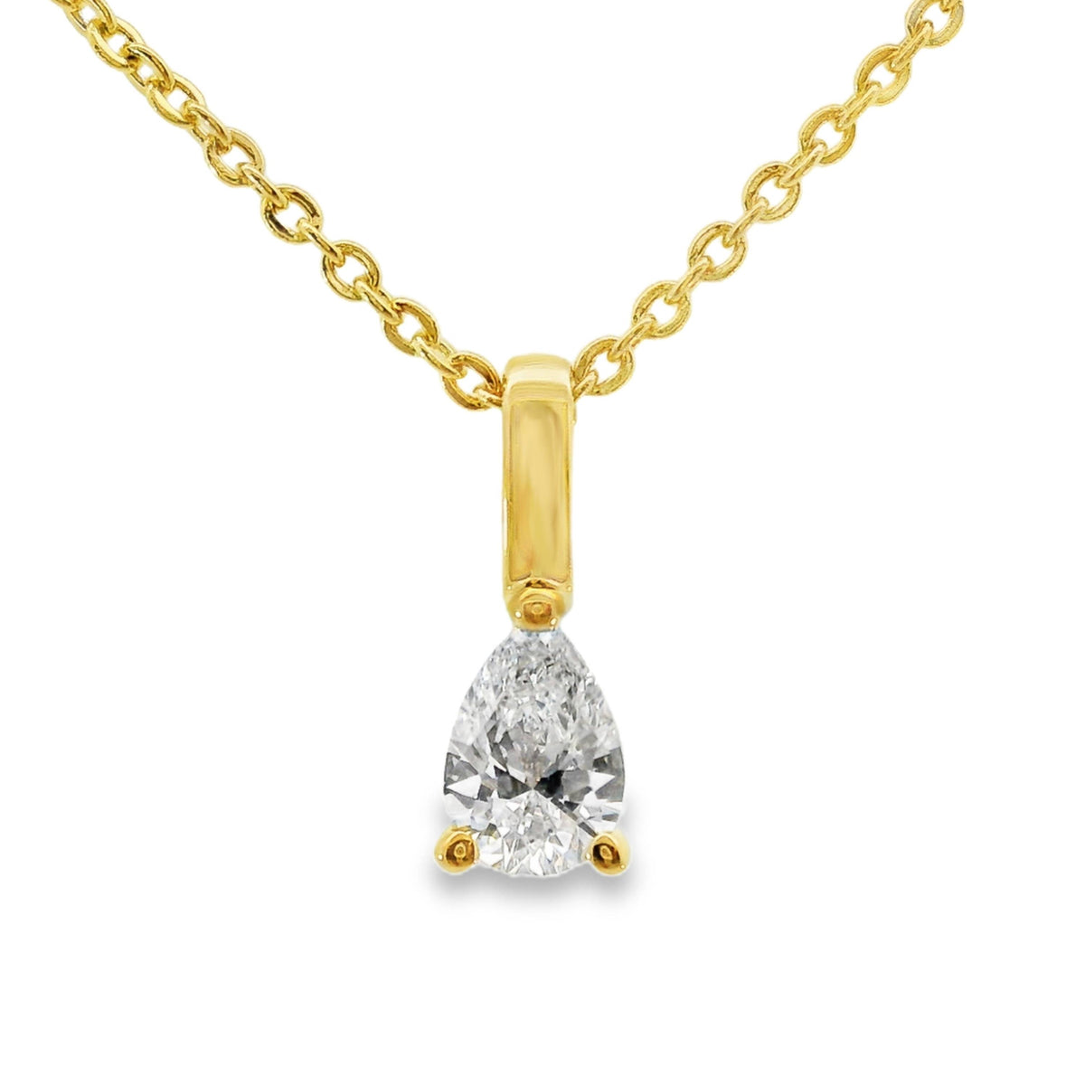 9ct Yellow Gold Pear Lab Grown Diamond Claw Set Charm Pendant
