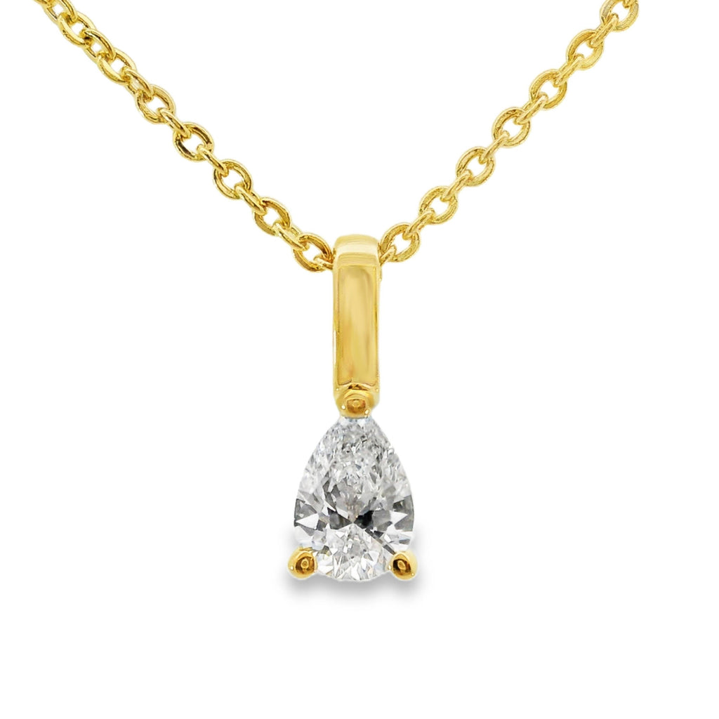 9ct Yellow Gold Pear Lab Grown Diamond Claw Set Charm Pendant