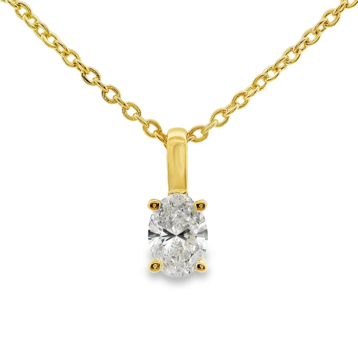9ct Yellow Gold Oval Lab Grown Diamond Claw Set Charm Pendant