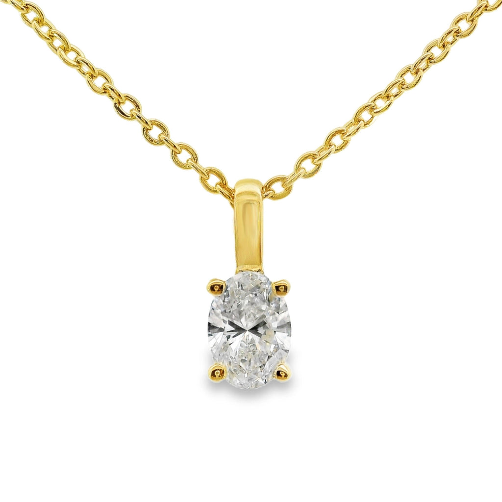 9ct Yellow Gold Oval Lab Grown Diamond Claw Set Charm Pendant