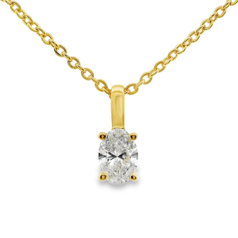 9ct Yellow Gold Oval Lab Grown Diamond Claw Set Charm Pendant