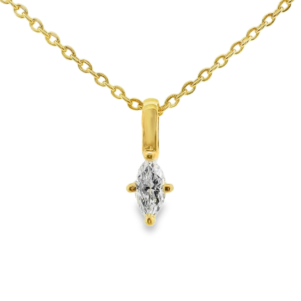 9ct Yellow Gold Marquise Lab Grown Diamond Claw Set Charm Pendant