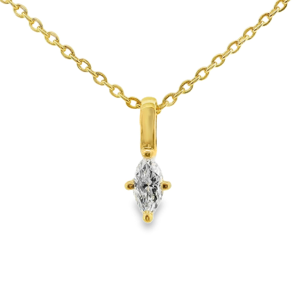 9ct Yellow Gold Marquise Lab Grown Diamond Claw Set Charm Pendant
