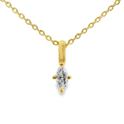 9ct Yellow Gold Marquise Lab Grown Diamond Claw Set Charm Pendant