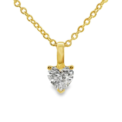 9ct Yellow Gold Heart Lab Grown Diamond Claw Set Charm Pendant