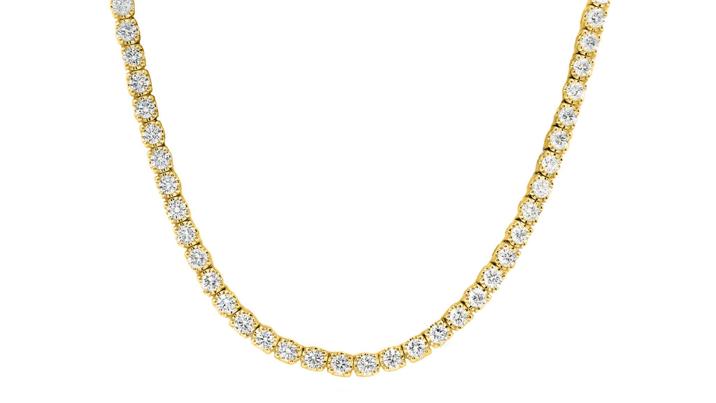 9ct Yellow Gold Lab Grown Diamond Tennis Necklace 7.01ct TDW