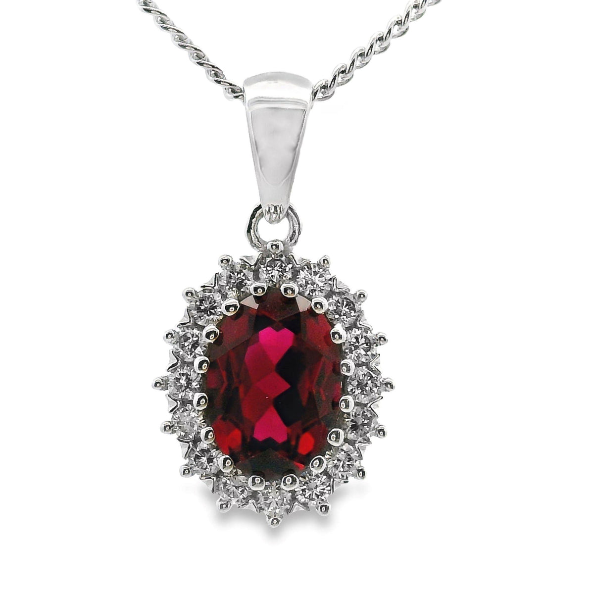 9ct White Gold Lab Grown Ruby And Diamond Pendant