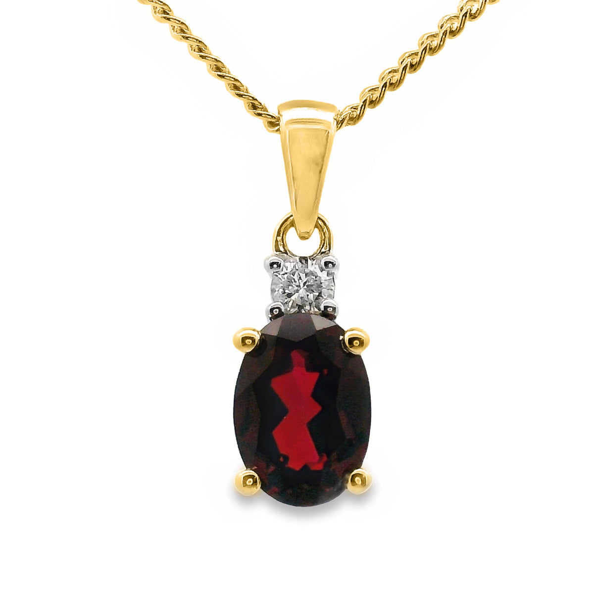 9ct Yellow Gold Lab Grown Ruby And Diamond Pendant