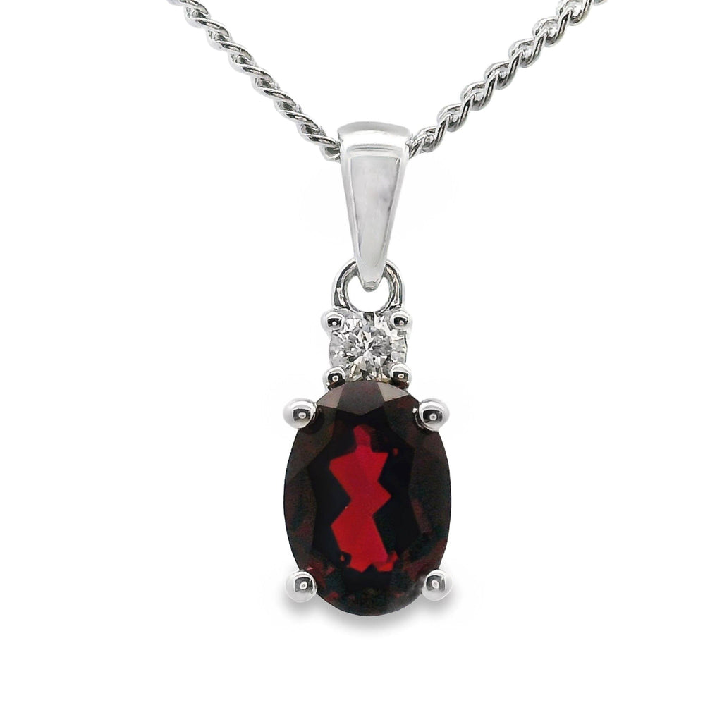 9ct White Gold Lab Grown Ruby And Diamond Pendant