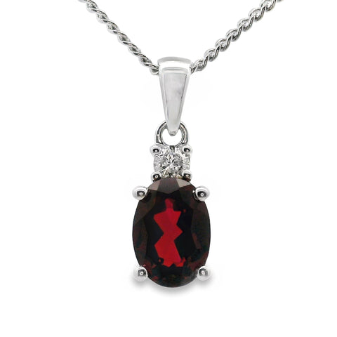 9ct White Gold Lab Grown Ruby And Diamond Pendant