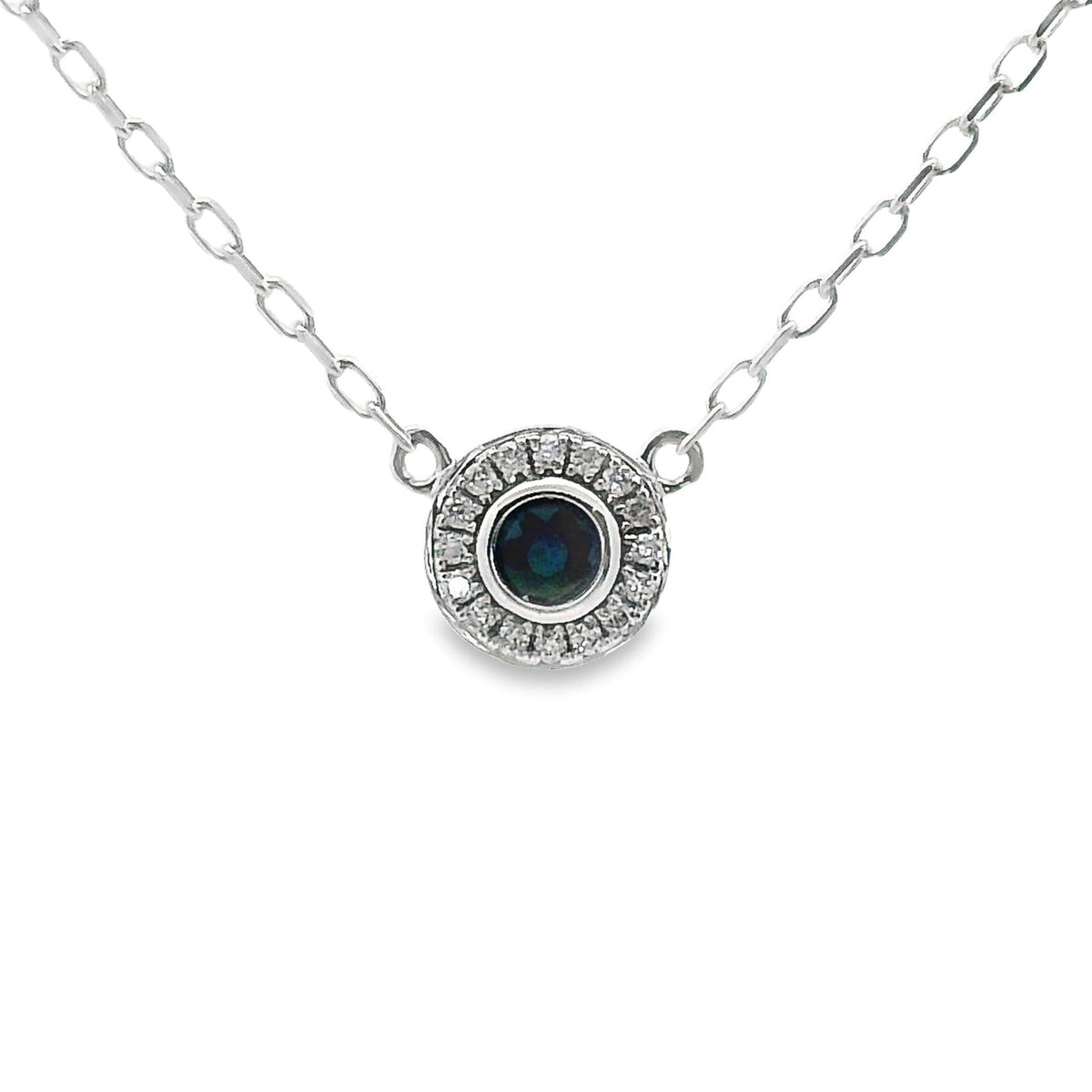 Blue Sapphire And Diamond Fixed Pendant On Chain