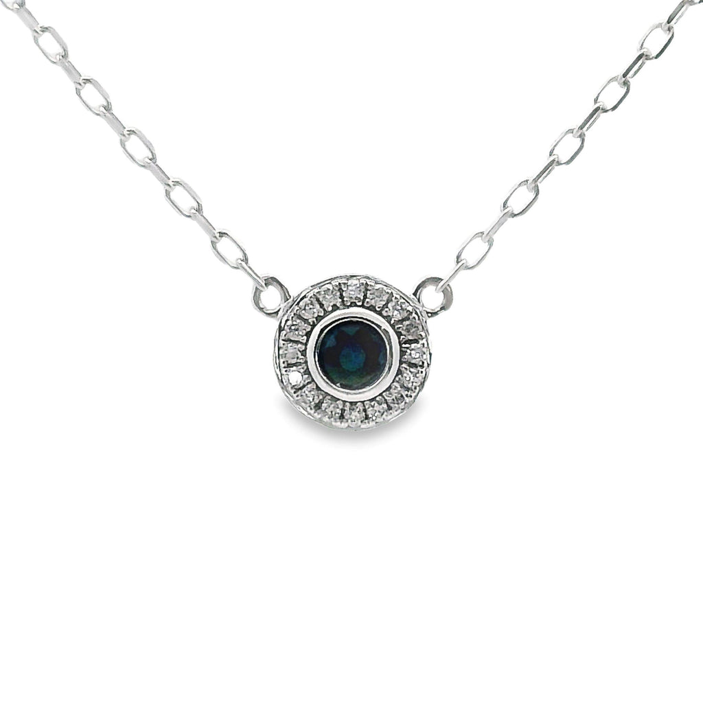 Blue Sapphire And Diamond Fixed Pendant On Chain