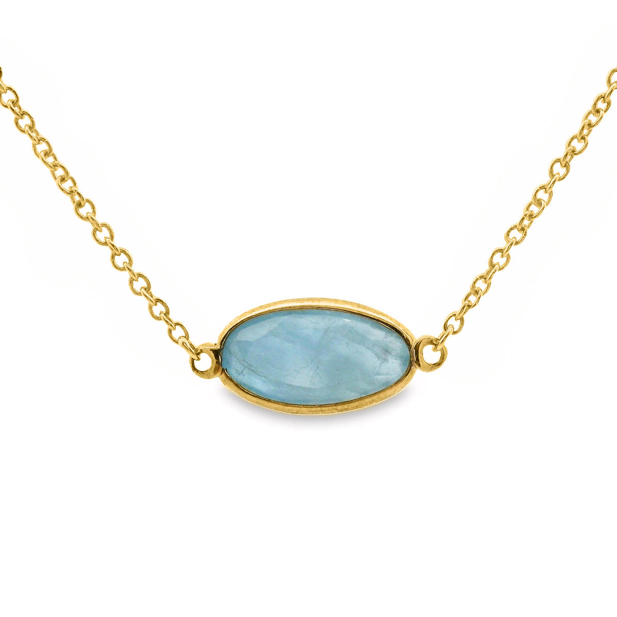 Aquamarine Bezel Set Pendant On Chain