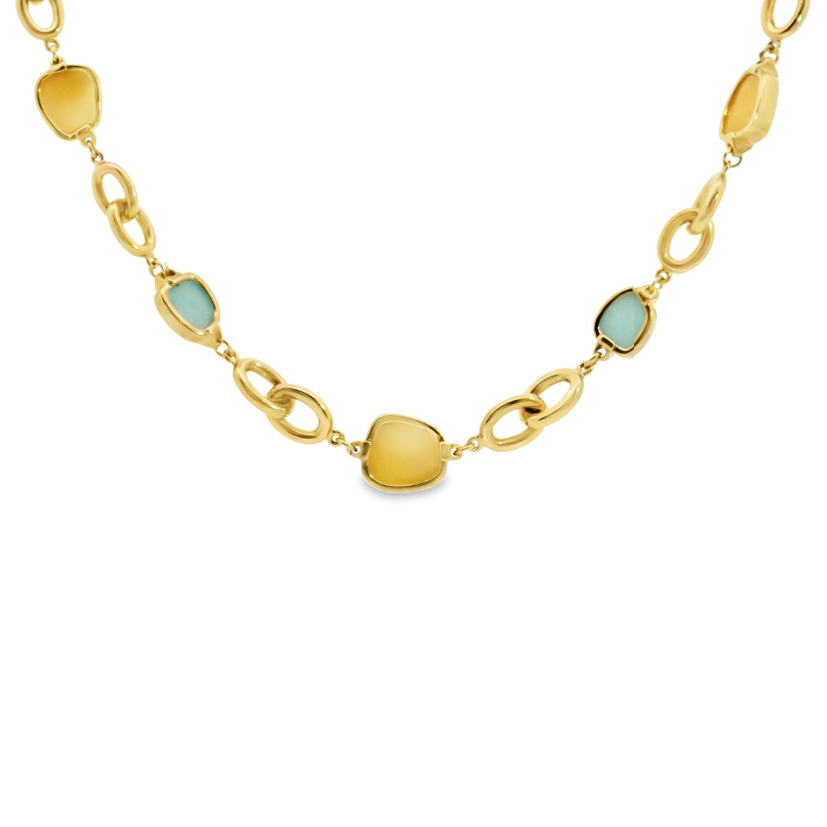 9ct Yellow Gold Bezel Set Dolomite Necklace