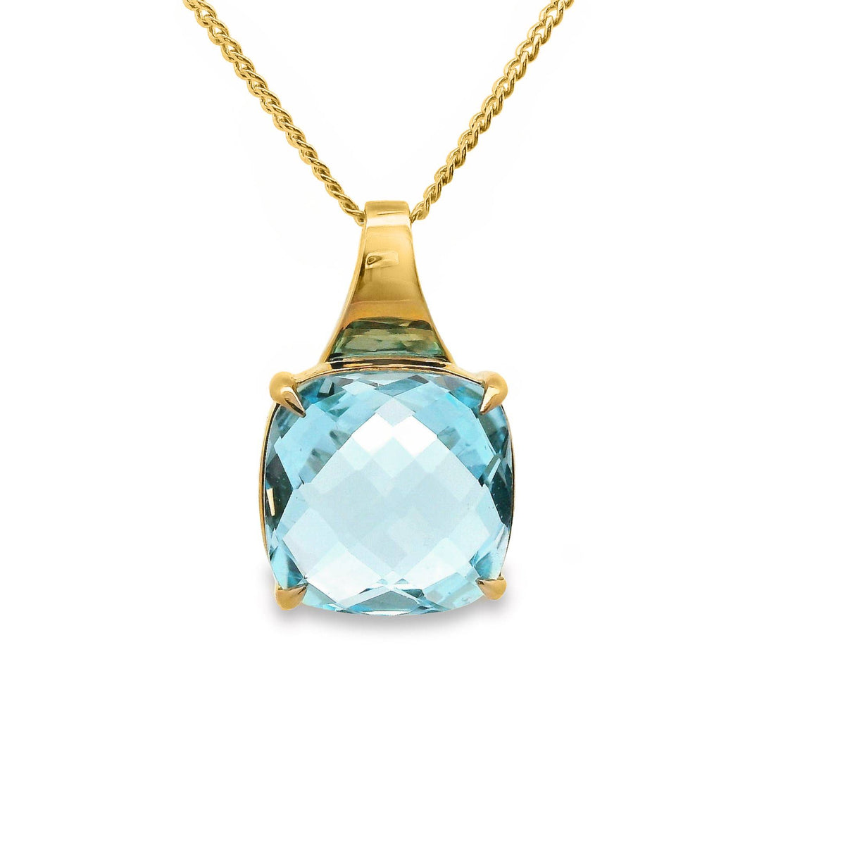 9ct Yellow Gold Swiss Blue Topaz Pendant