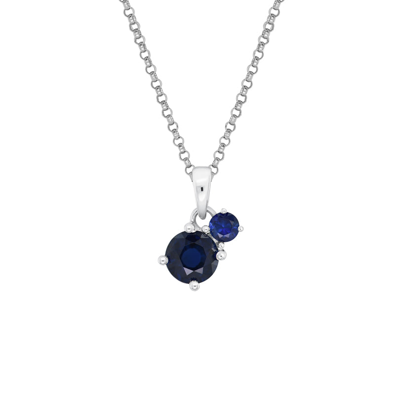 Sapphire Dreams 9ct White Gold Toi Et Moi Round Sapphire Necklace