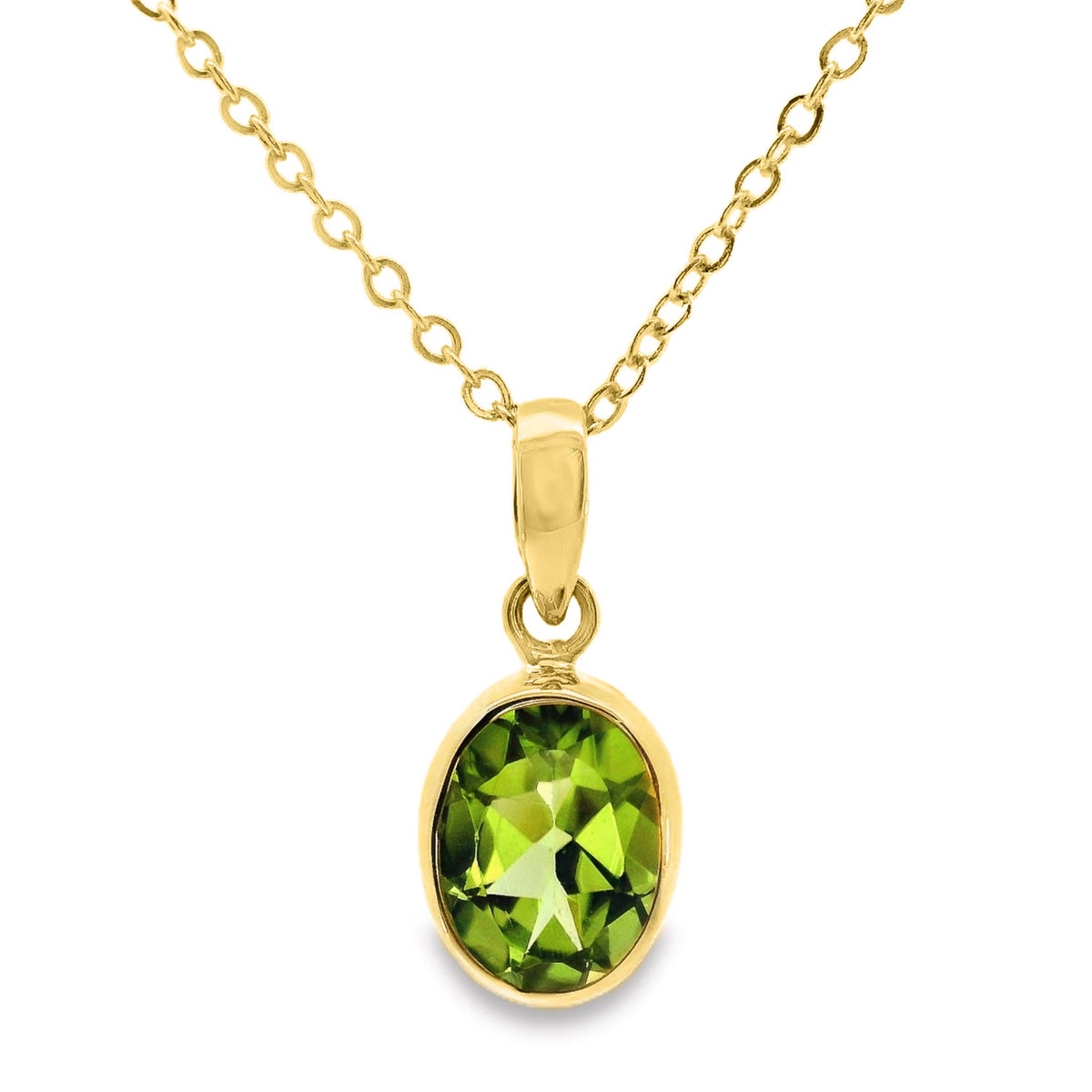 9ct Yellow Gold Peridot Bezel Set Pendant