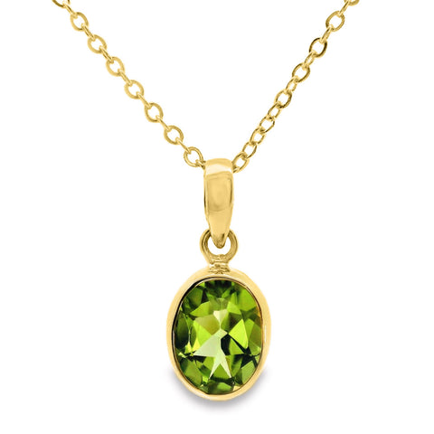 9ct Yellow Gold Peridot Bezel Set Pendant