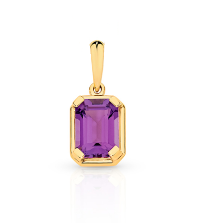 9ct Yellow Gold Bezel Set Amethyst Pendant