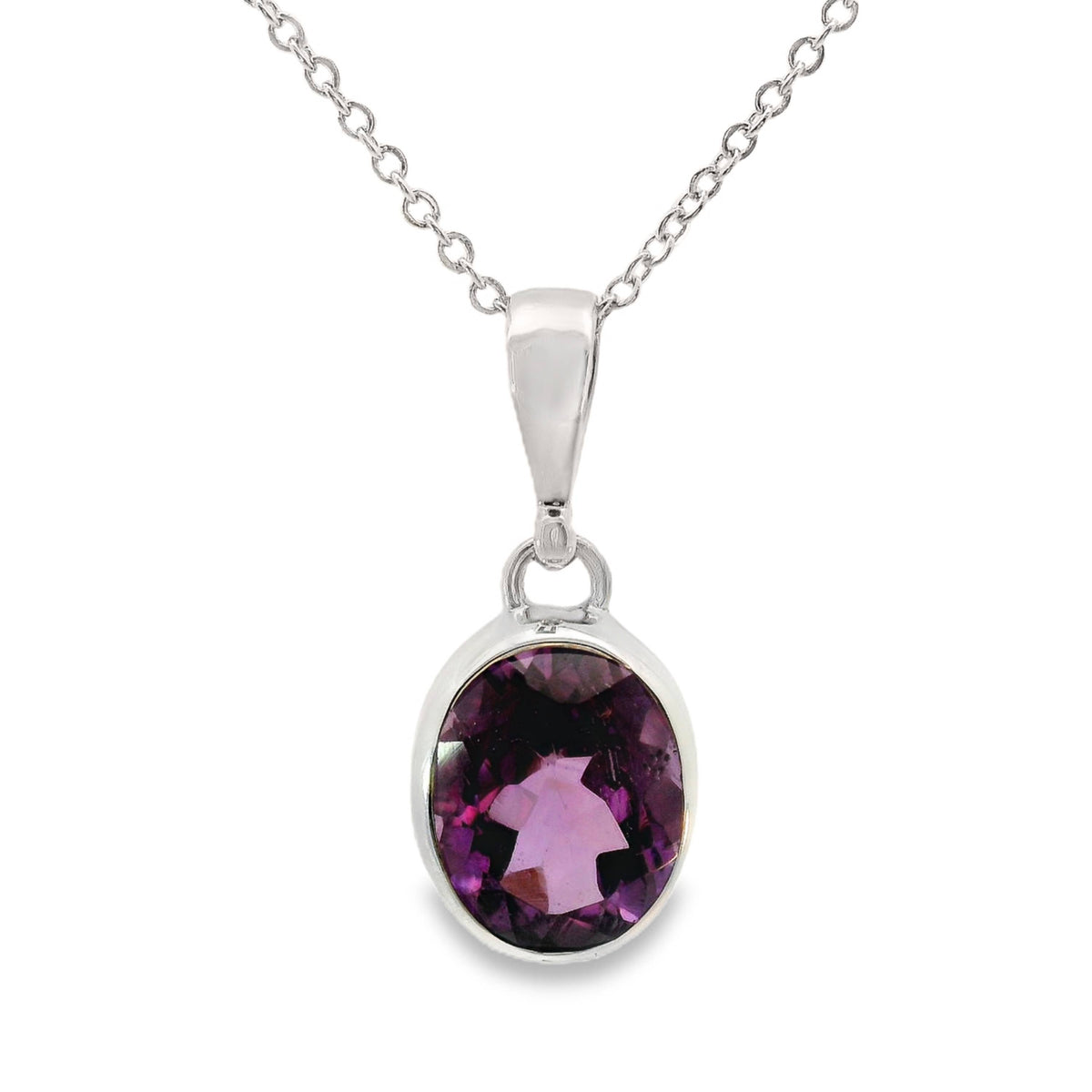 Sterling Silver Bezel Set Amethyst Pendant