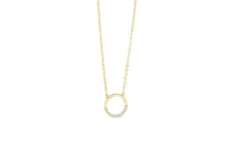 9ct Yellow Gold Circle Pendant With CZ
